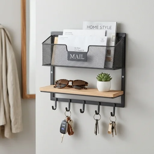 mDesign Key and Mail Organizer Wall Mount