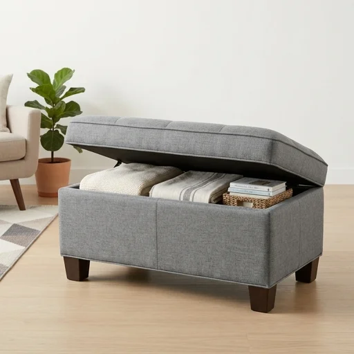 Household Essentials Storage Ottoman with Lid view 2