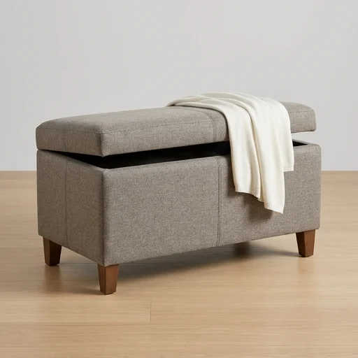 Household Essentials Storage Ottoman with Lid view 3
